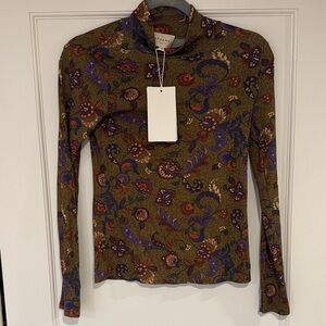 Sezane Multicolor Paisley Long Sleeve Top